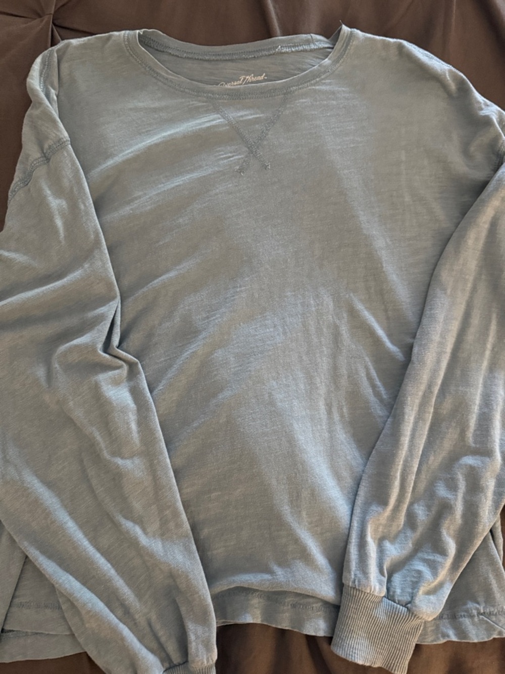Light Blue Light Weight Cropped Long Sleeve Top